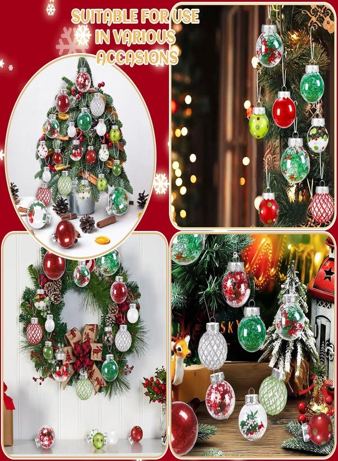 Teeanzo 30Pcs Clear Christmas Tree Ball Ornaments Set, Multi-Size Plastic Balls Red Green White Colorful Variety Shatterproof Ornaments with Hanging Loops for Xmas Tree Decoration Home Holiday Party - Image 4